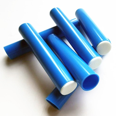 Blue rigid plastic hollow round tube
