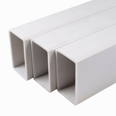 White PVC rectangular pipe for construction